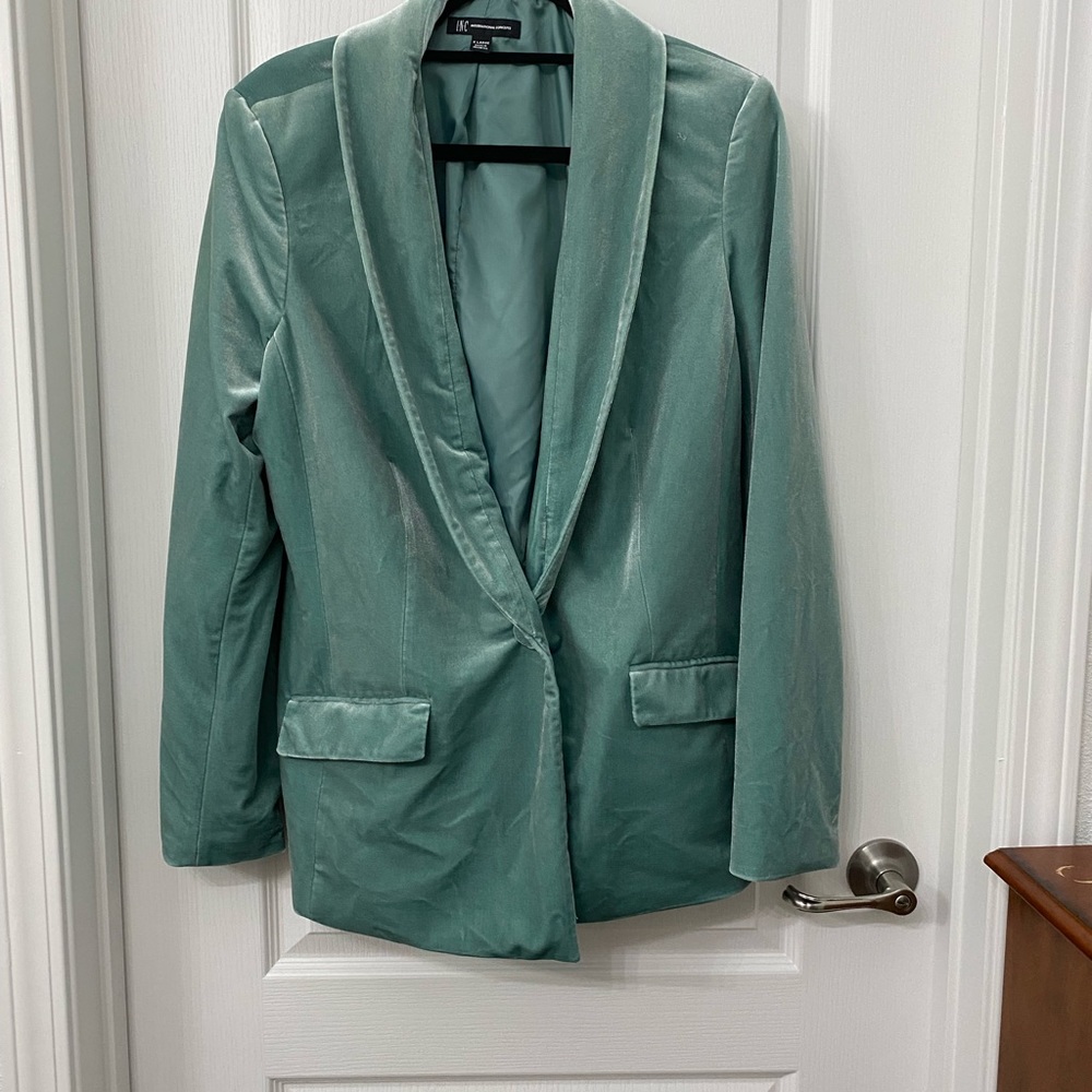 The Susan Jacket. Sage velvet blazer.